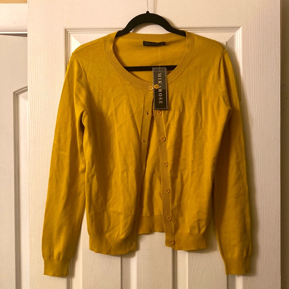 NWT Mikarose Mustard yellow cardigan